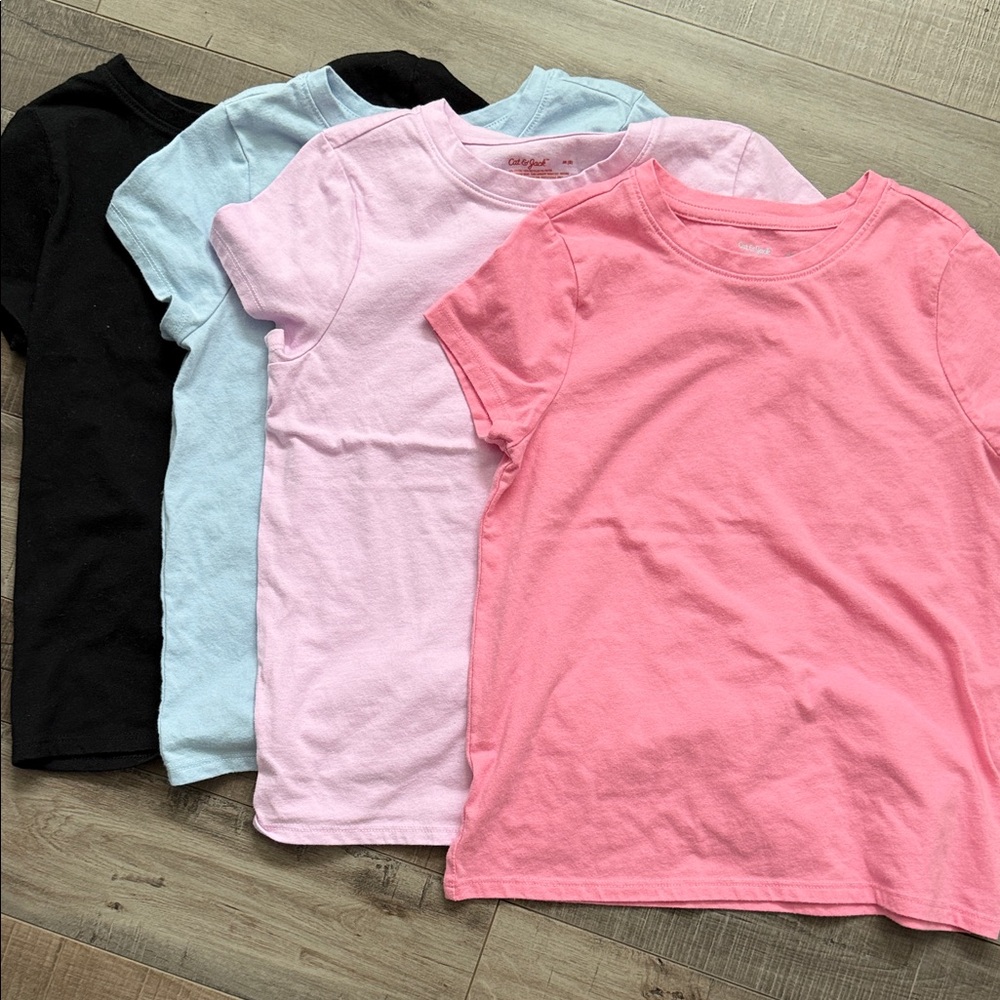 Cat & Jack Pink, Light Blue, Black, and White Kids' T-Shirt Set